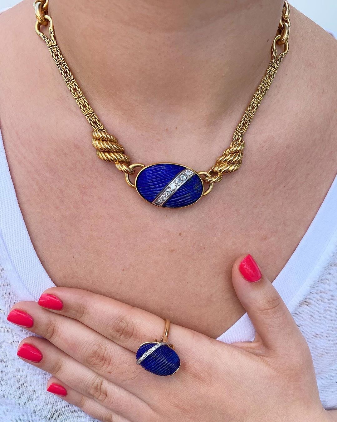 Lapis Lazul necklaces and ring - at Bella Antiques at The MAAC