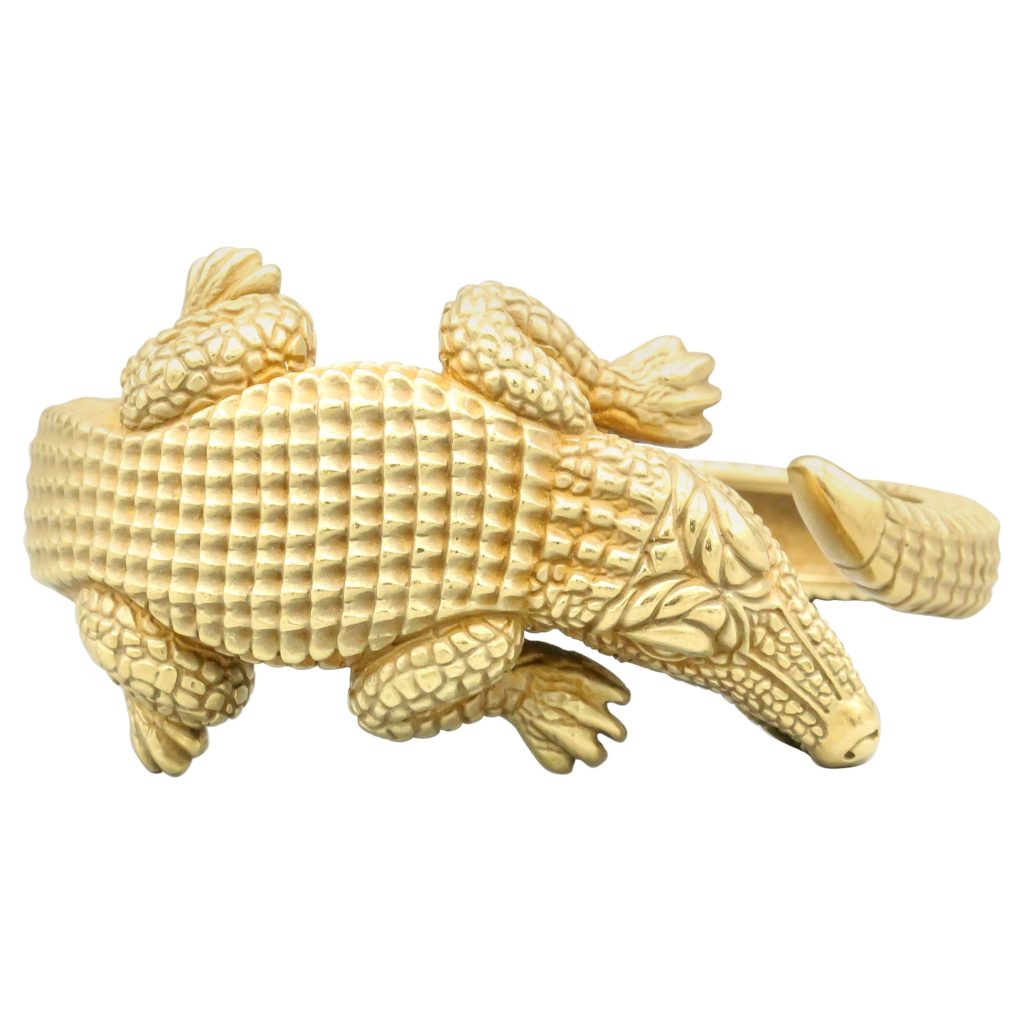 18 Karat Gold Alligator Cuff Bracelet