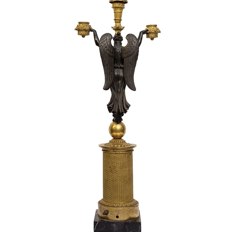 Pair Empire Bronze Candelabras