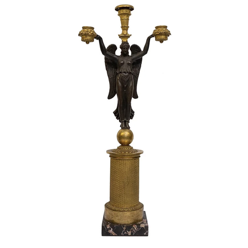 Pair Empire Bronze Candelabras