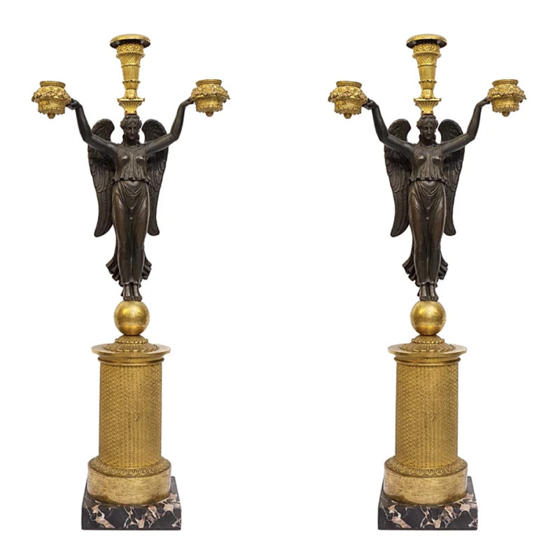 Pair Empire Bronze Candelabras