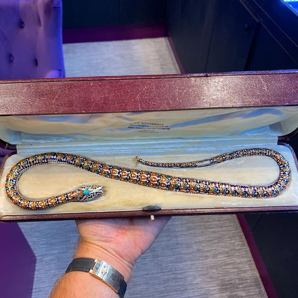 Boucheron Antique Enamel Snake Necklace