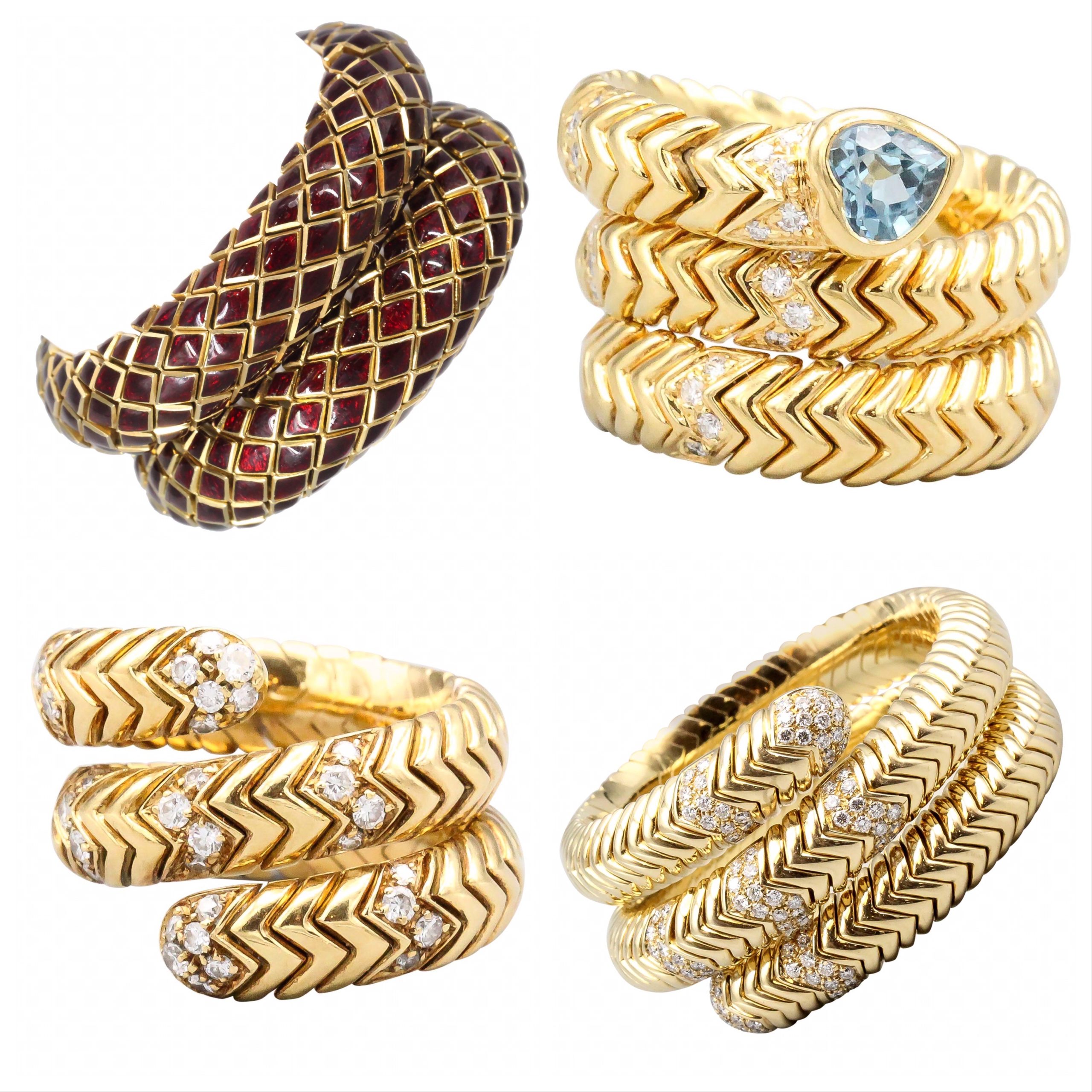 Snake-themed rings and bracelets - at Botier