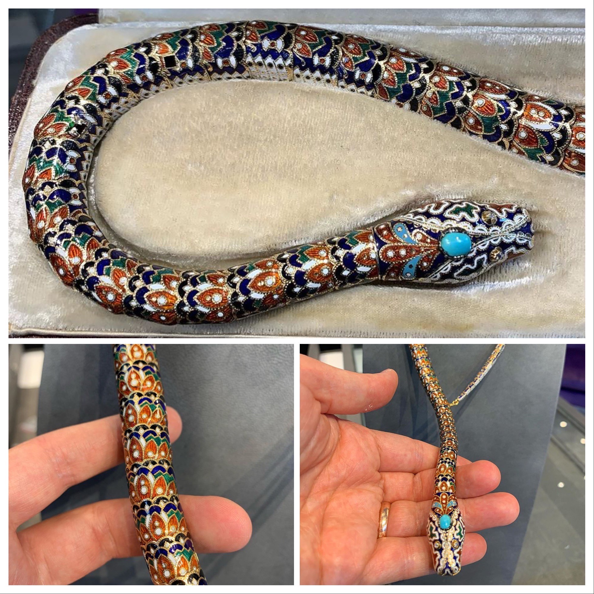 Boucheron Antique Enamel Snake Necklace