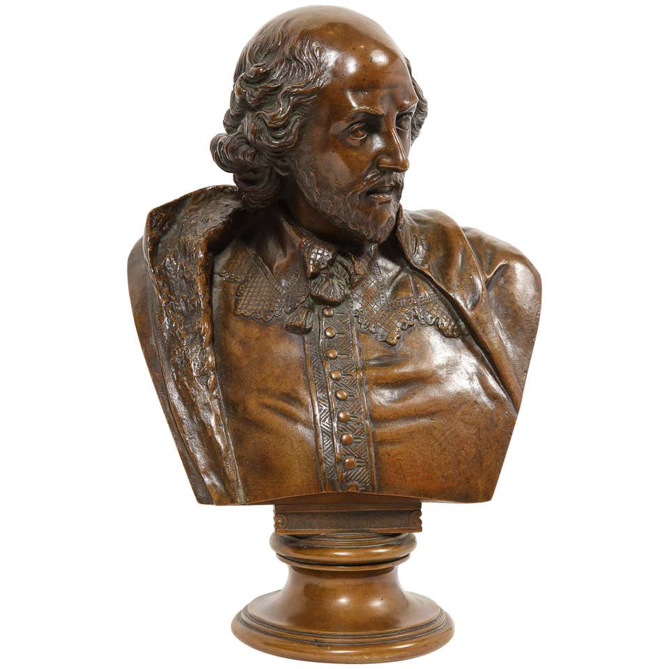 German Bronze Bust of William Shakespeare by Aktien-Gesellschaft Gladenbeck - at Solomon Treasure