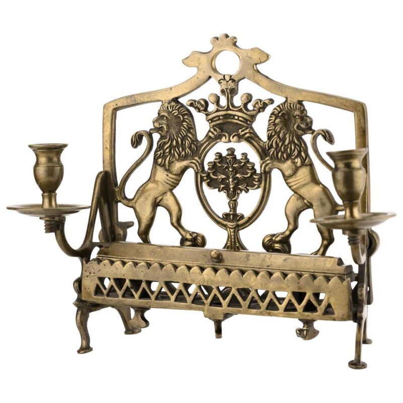 18th Century Galician Brass Hanukkah Lamp Menorah